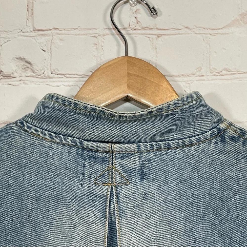 Vintage Steve Madden Jean Jacket Womens Size Large Faded Blue Buttons 90s - Picture 14 of 15